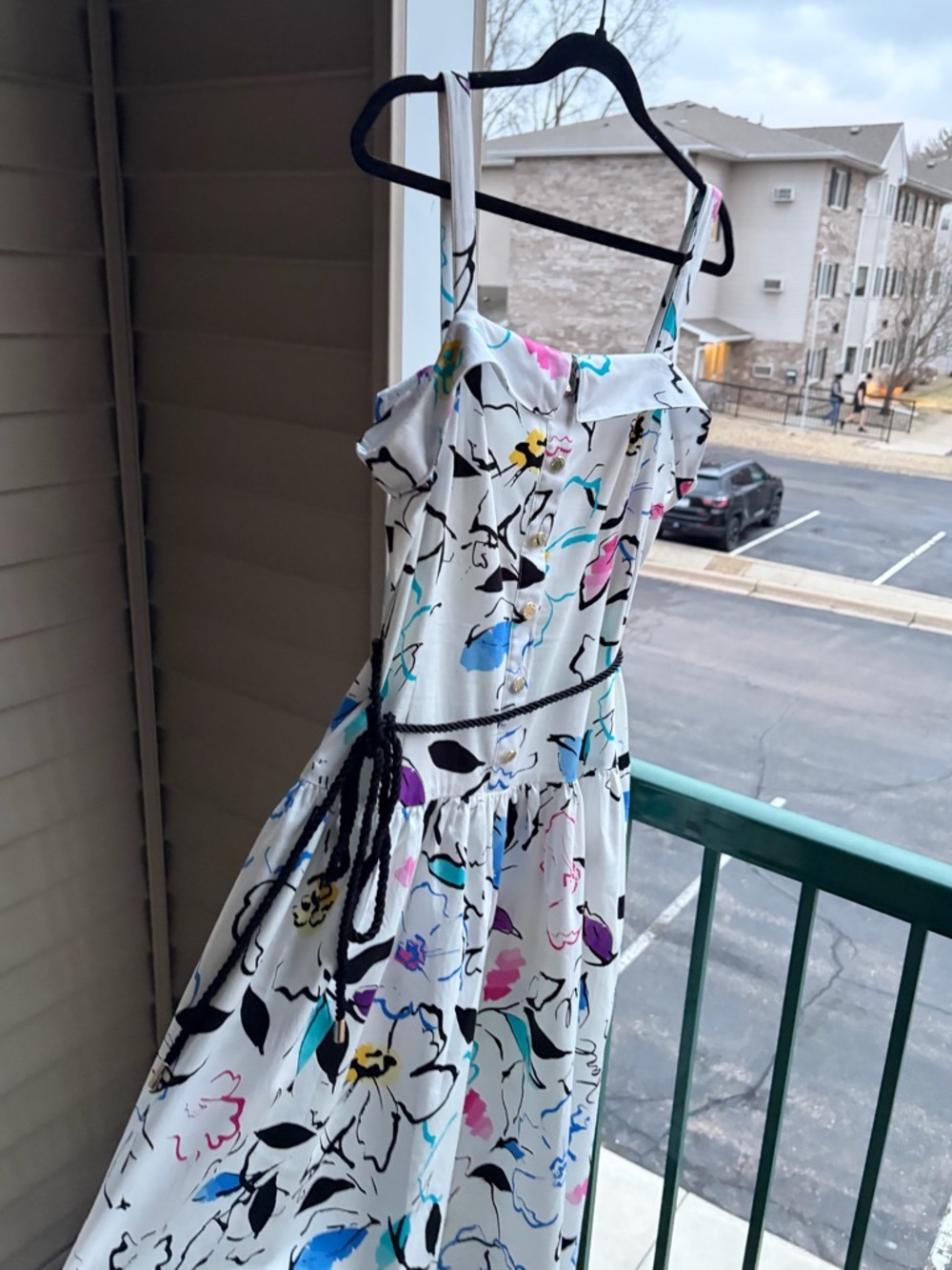 🆕🌸🦋Karl Lagerfeld Paris Floral Midi Cotton Pockets Dress White Summer Size4 6 12 - Picture 5 of 17